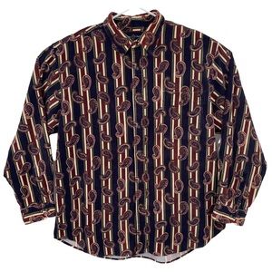 Lawton Harbor VTG Corduroy Paisley Printed Button Down Shirt, Size Extra Large